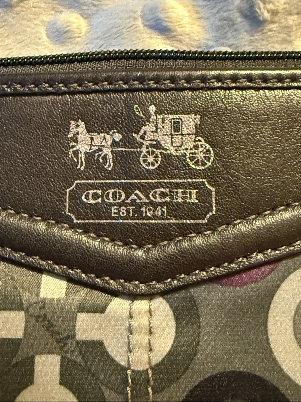 Coach Black Gray and Purple Signature Wristlet